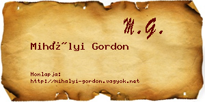 Mihályi Gordon névjegykártya